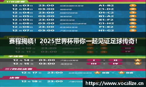 赛程揭晓！2025世界杯带你一起见证足球传奇！
