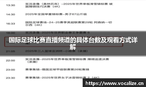 国际足球比赛直播频道的具体台数及观看方式详解
